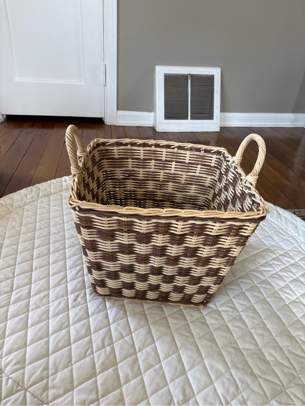 Target Woven Two-Tone Brown and Cream Storage Basket